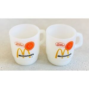 Set of 2 Vintage Fire King Anchor Hocking Good Morning McDonald’s Mugs